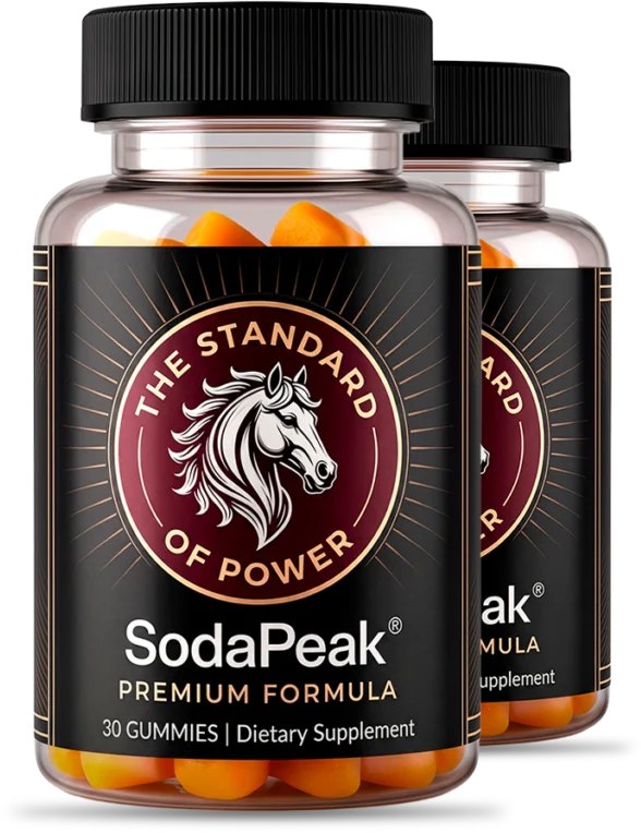 A SodaPeak men's energy gummy bottle, 30 gummies, pack of 2 bottles