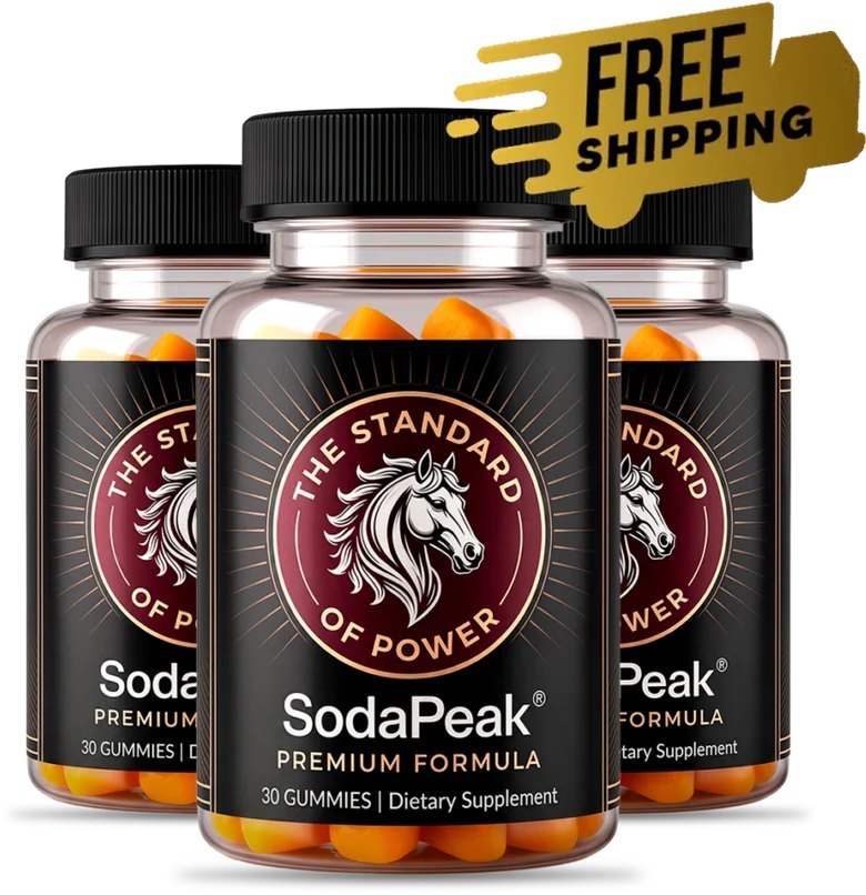 Three bottles of SodaPeak men's gummies