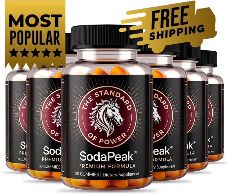 Six bottles of SodaPeak men's gummies